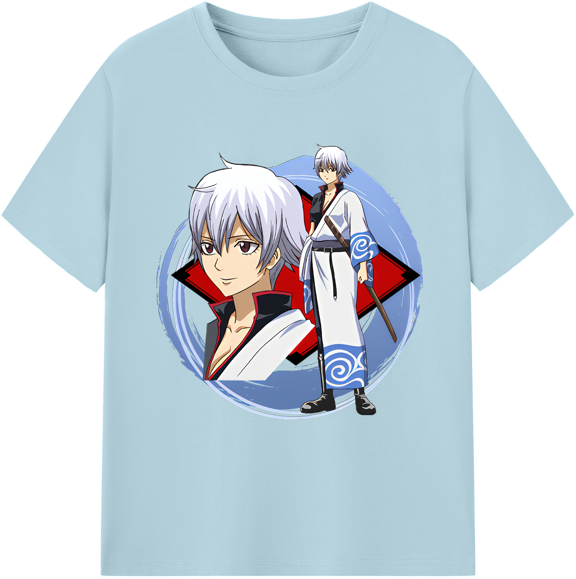 （画像用） ぎんたま 坂田銀時（さかたぎんとき） 神楽 志村新八（しむら しんぱち） GINTAMA Sakata Gintoki Kagura Shimura Shinpachi 綿100％半袖Tシャツ（フロントプリント）